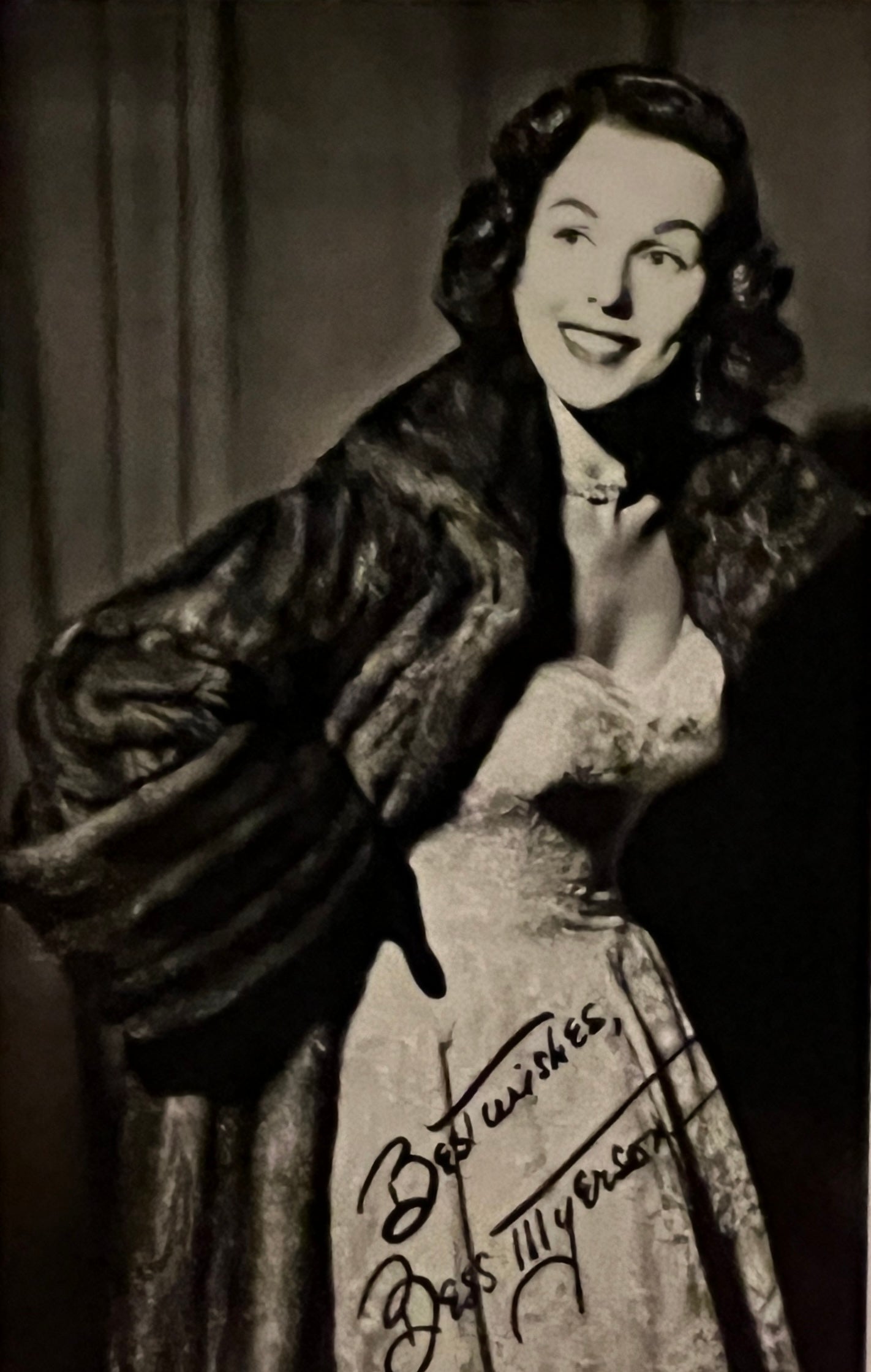 Bess Myersen facsimile signed photo. 3x5 inches