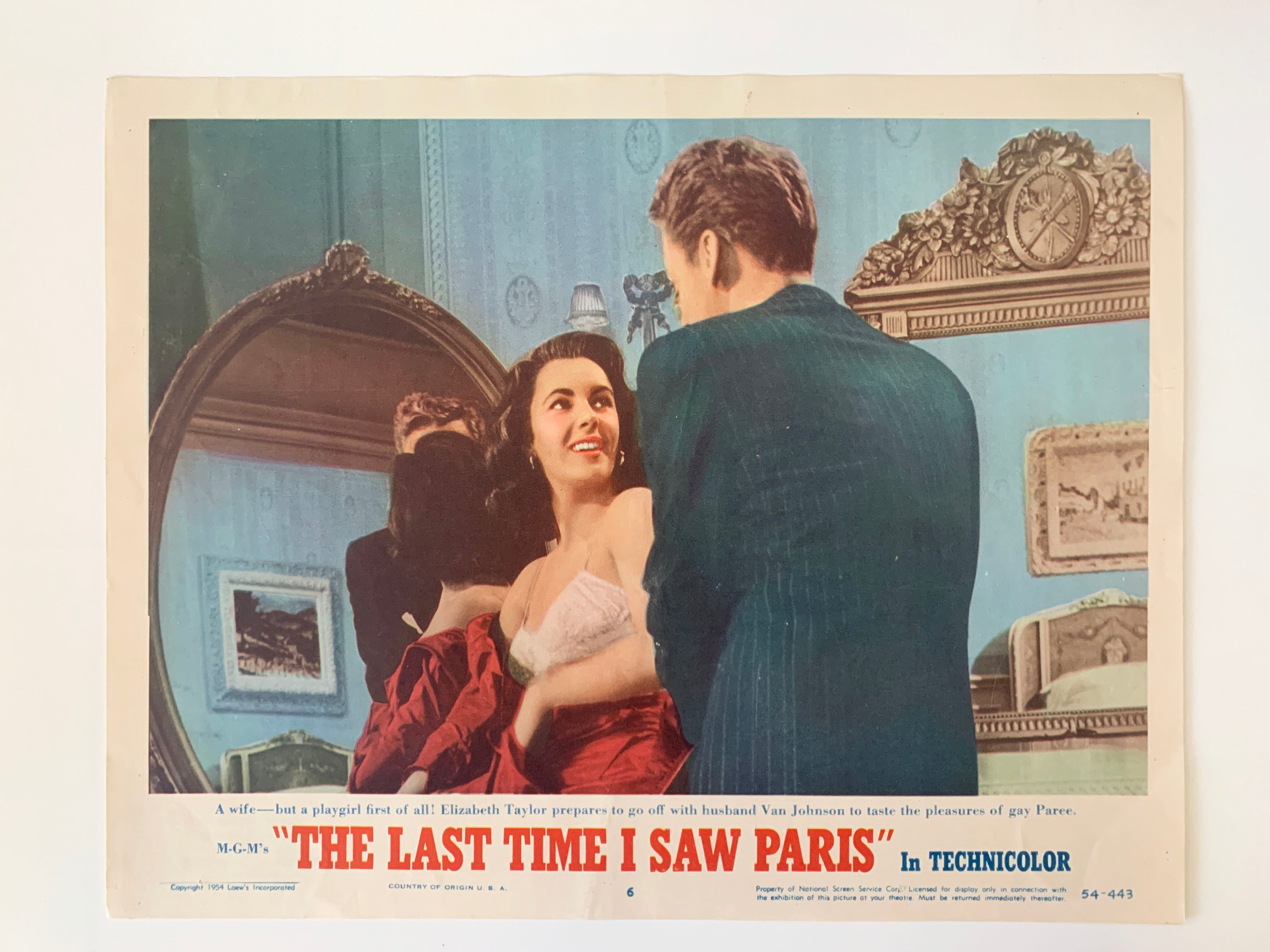 The Last Time I Saw Paris original 1954 vintage lobby card 