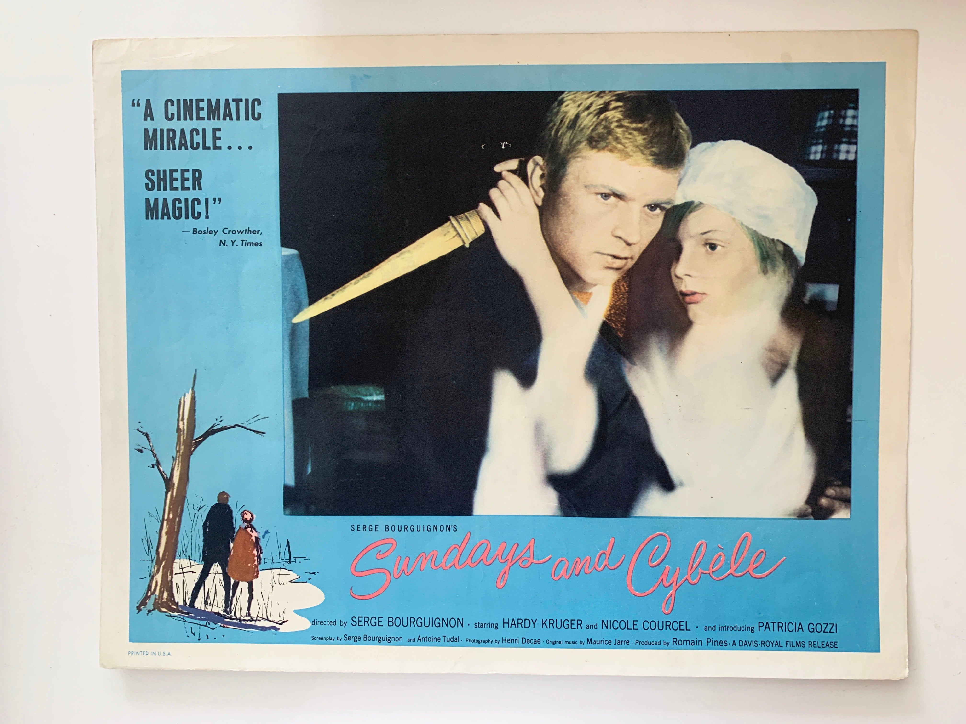 Sundays and Cybele original 1962 vintage lobby card