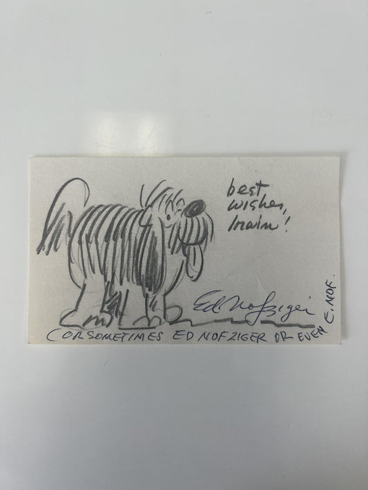 Ed Nofziger hand drawn and signed sketch