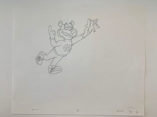 Super Sugar Crisp cereal bear original ad sketch designed by Robert "Bob" Irwin