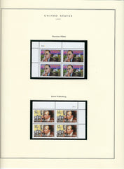 1997 US stamp collector sheet featuring Thornton Wilder and Raoul Wallenberg stamps