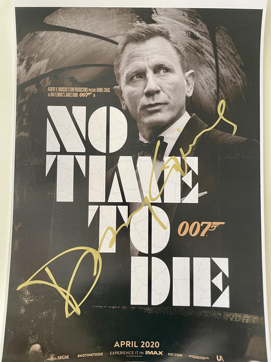 James Bond No Time to Die Daniel Craig signed mini poster