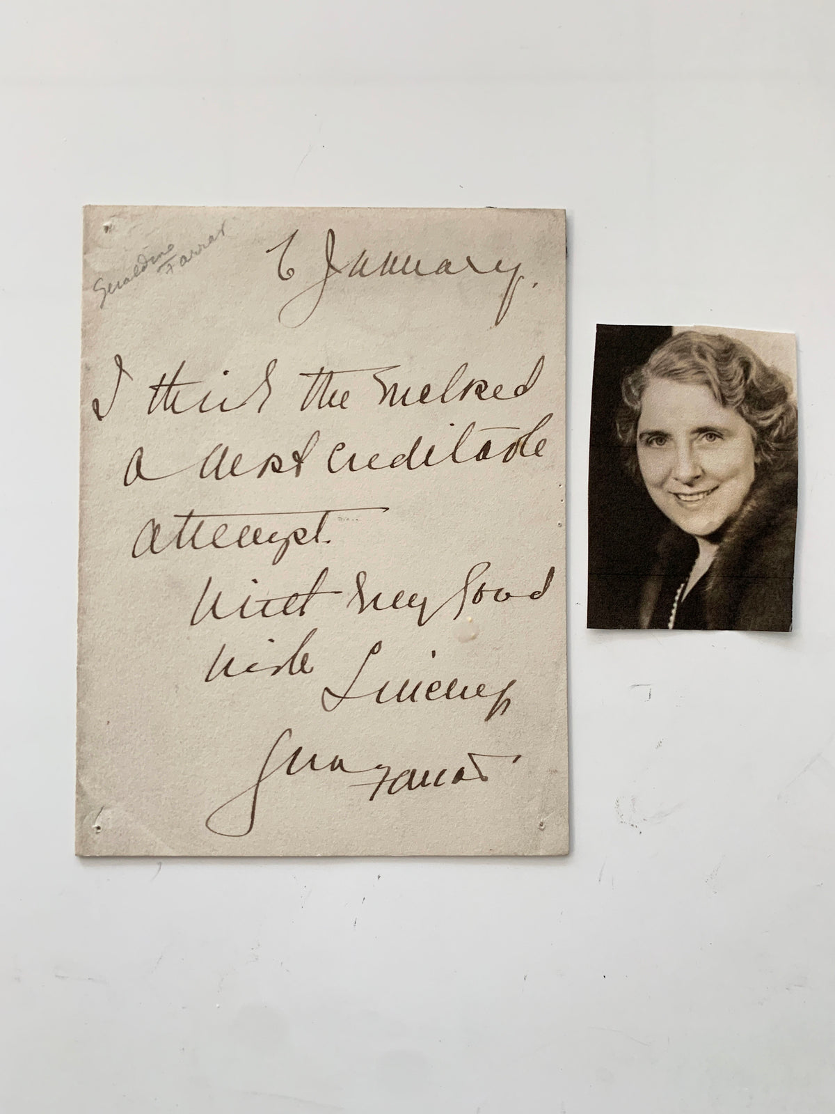 Alice Geraldine Farrar Signed Note and Photo