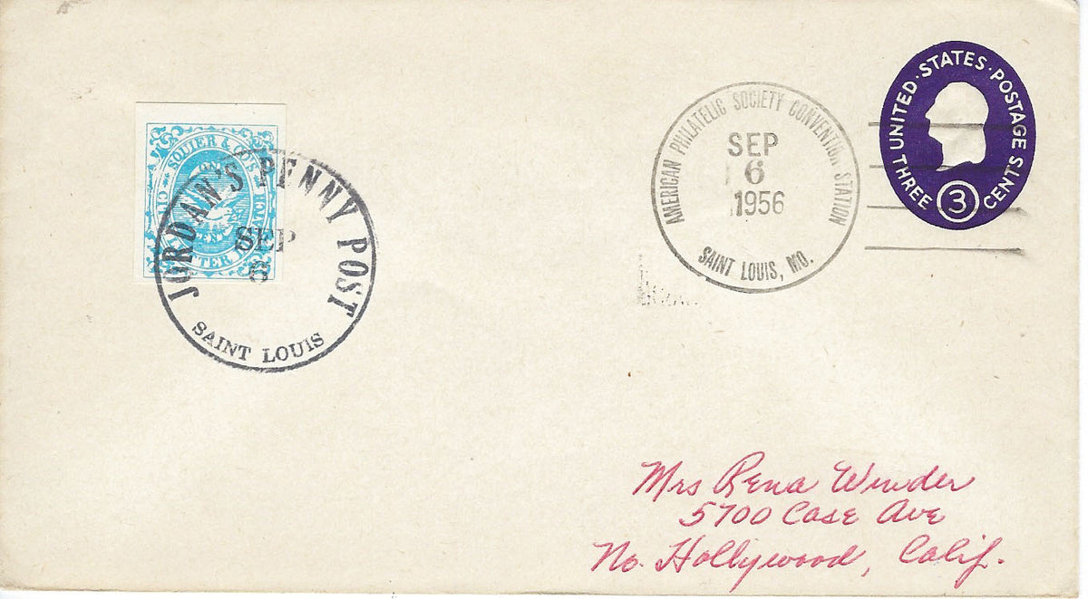 American Philatelic Society Convention 1956 First Day Cover Jordan's Penny Post Reprint