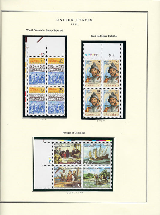 1992 US stamp collector sheet