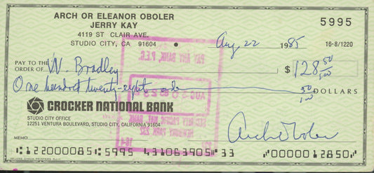 Arch Oboler  signed check