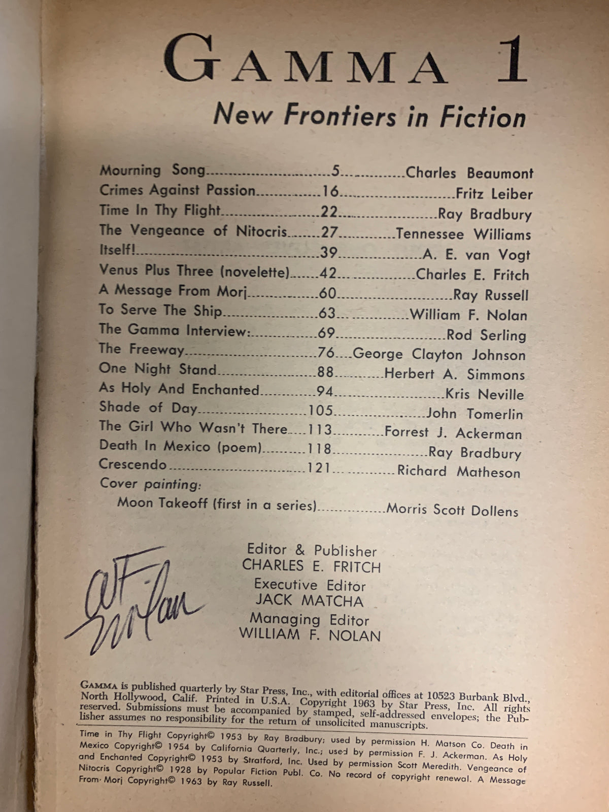 William F. Nolan Gamma signed book