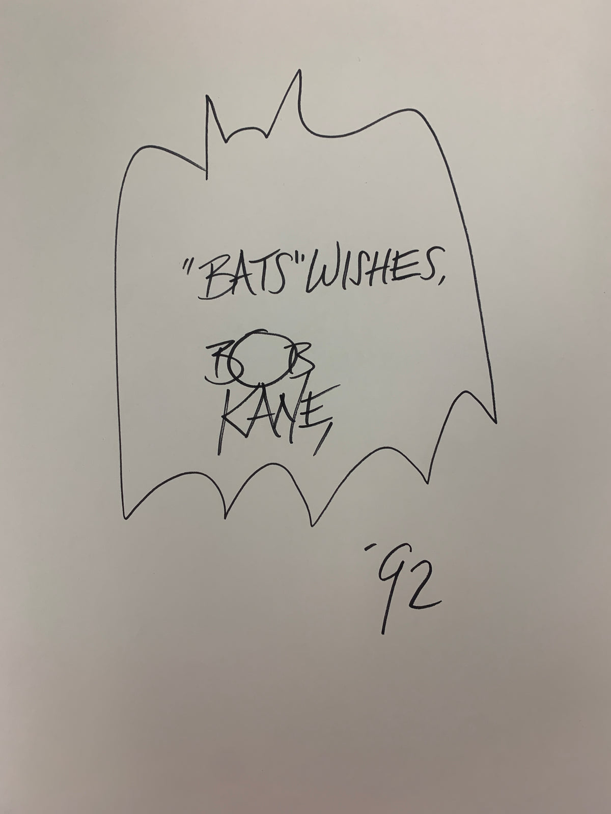 Bob Kane Batman hand drawn signed sketch