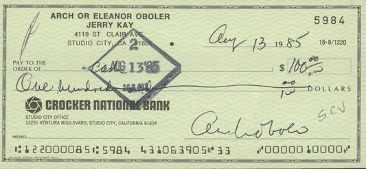 Arch Oboler  signed check