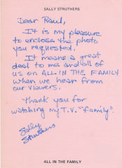 All in the Family Sally Struthers signed letter