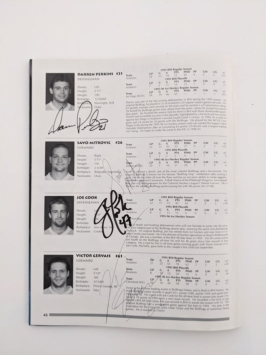 Anaheim Bullfrogs Roller Hockey Program - 15 Autographs