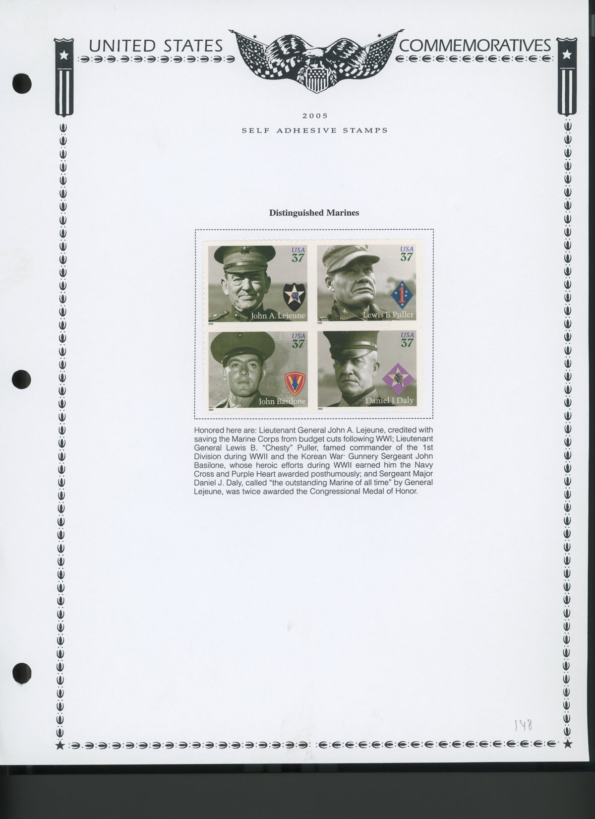 2005 United States Self-Adhesive Booklet Stamp Set: Marines