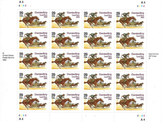 1983 Cherokee Strip Land Run stamp sheet