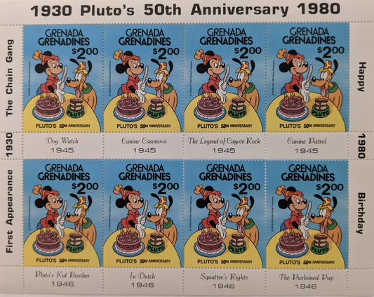 1980 Grenada  Pluto's 50th Anniversary Stamp Set