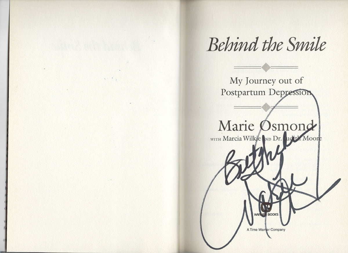 Behind the Smile: My Journey Out of Postpartum Depression Marie Osmond signed book