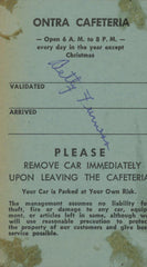 Betty Furness signed valet ticket