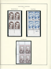 1996 US stamp collector sheet featuring Edward R. Murrow, George Meany and Dr. Allison Davis stamps