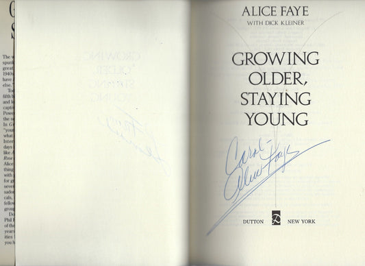 Growing Older, Staying Young Alice Faye signed book