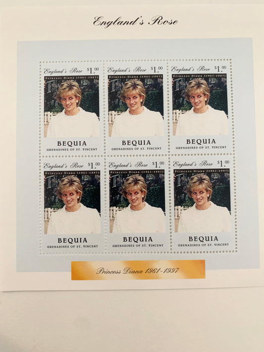 Bequia Princess Diana commemorative stamp set