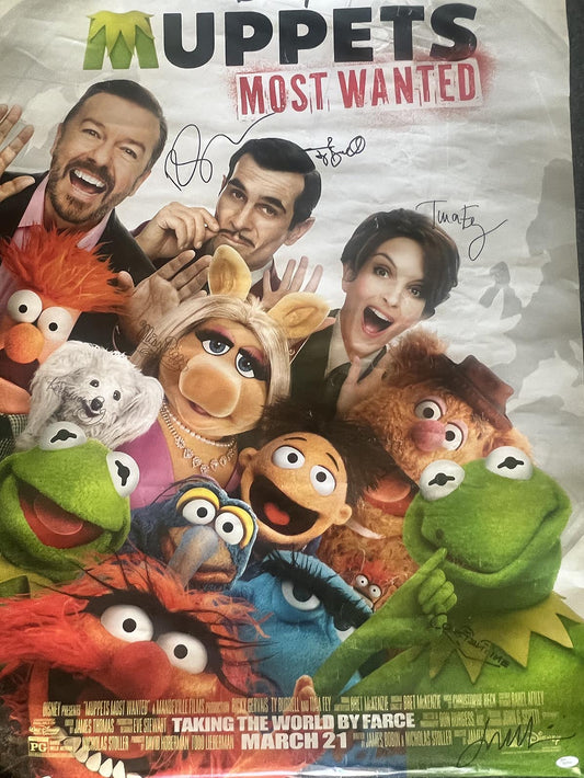 The Muppets Most Wanted cast signed poster JSA authenticated