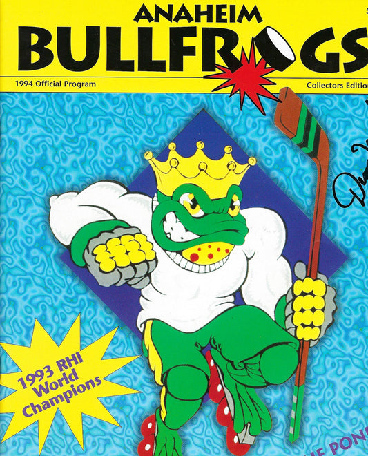 Anaheim Bullfrogs signed program