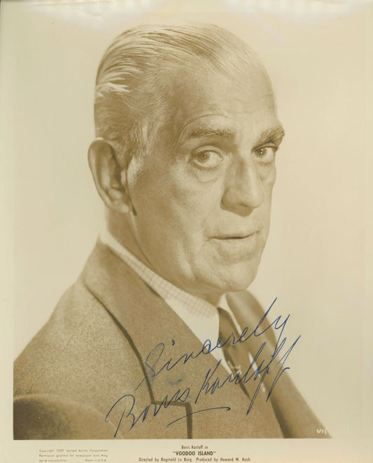 Boris Karloff Universal Monster signed photo. GFA Authenticated